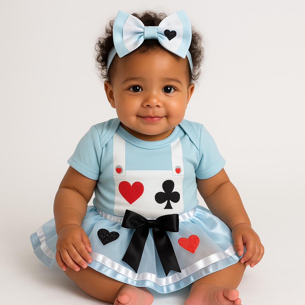 Body Bebê Infantil Menina Mêsversário Temático Alice no País das Maravilhas Super Confortável