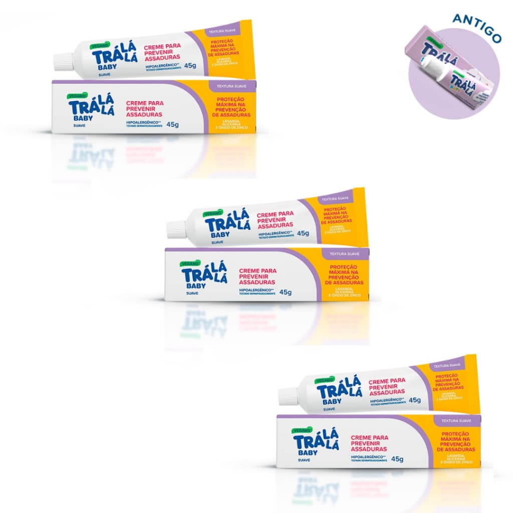 Kit 3 Pomadas Creme Para Prevenir Assaduras Trá Lá Lá Baby 45g Cada