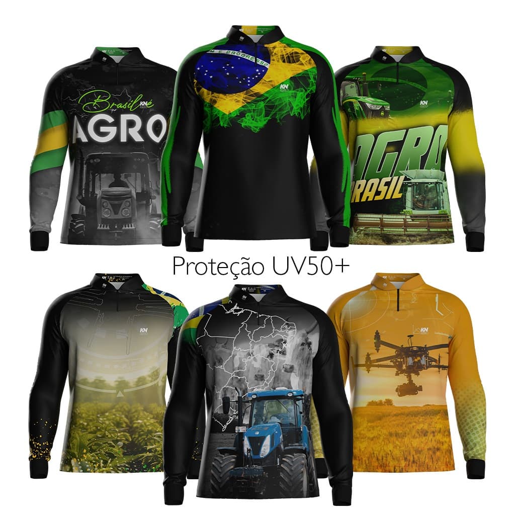 Camiseta de Agro Agricultura Pecuária Rural Proteção Solar UV50+ DRY SOFT Masculina