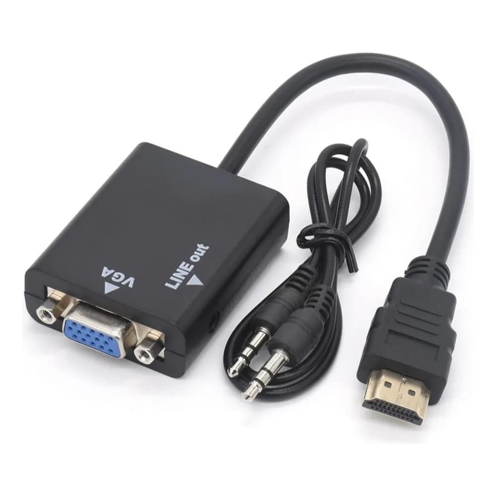Cabo Conversor Adaptador Hdmi Para Vga Com Saída P2 Áudio