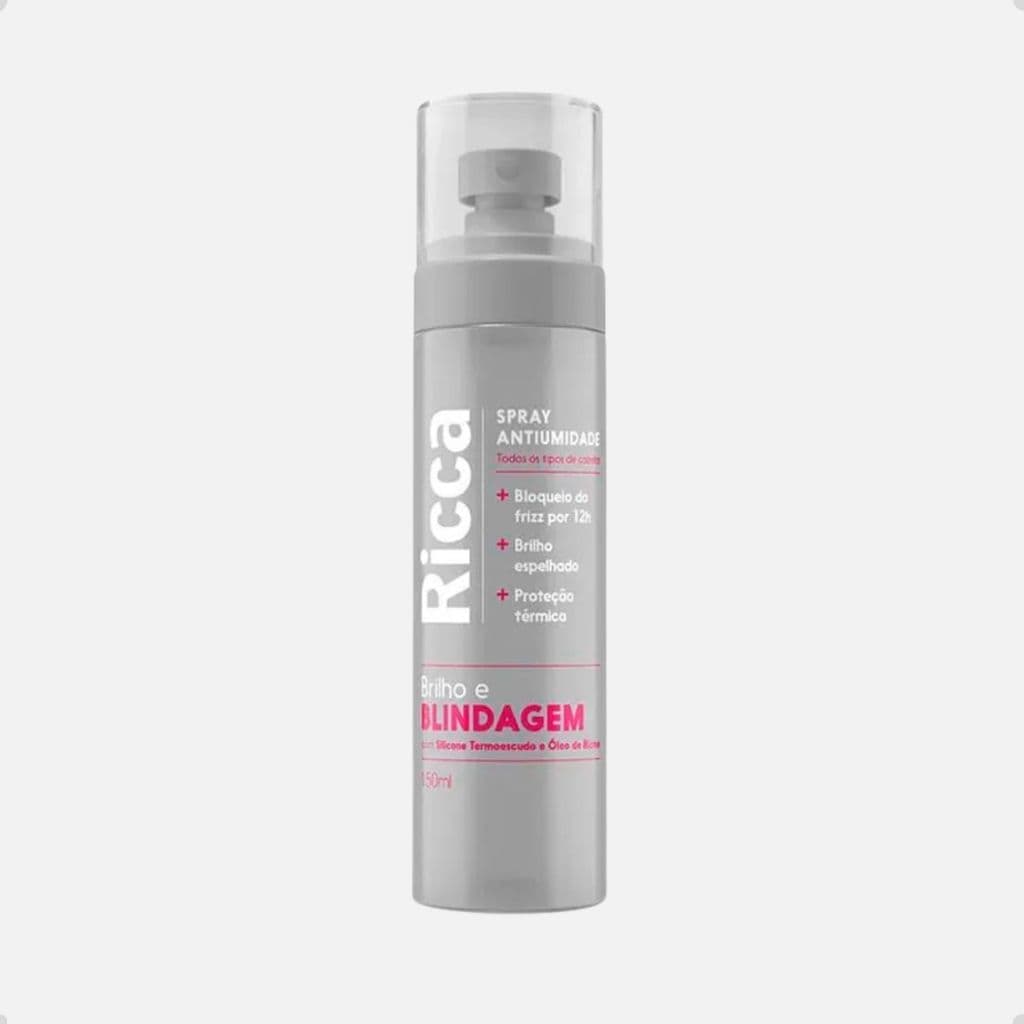 Spray Antiumidade Ricca 150ml Silicone Brilho Hidratação Proteção Térmica Cabelos Secador Chapinha