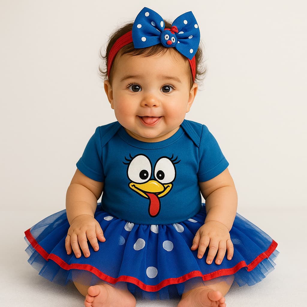 Body Bebê Infantil Menina Mêsversário Temático Galinha Pintadinha Super Confortável Linha Premium