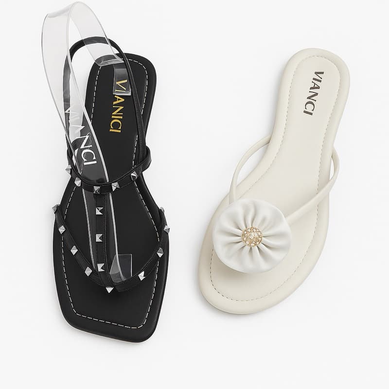 Rasteiras Feminina Kit com 2 Pares Promocional Moda Blogueira Strass Confortável Calce Fácil Estilosa