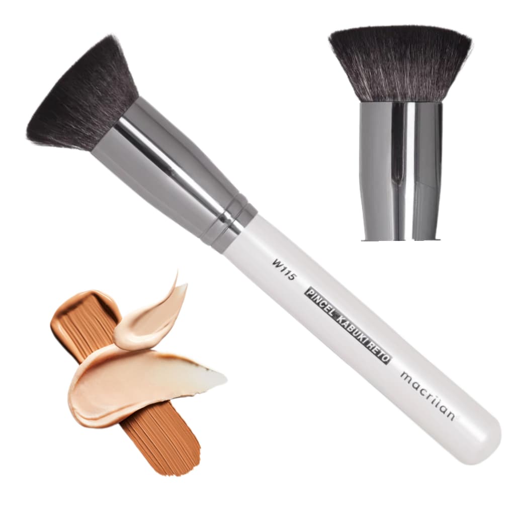Pincel para Base,Primer e BB Cream Macrilan Kabuki Reto W115