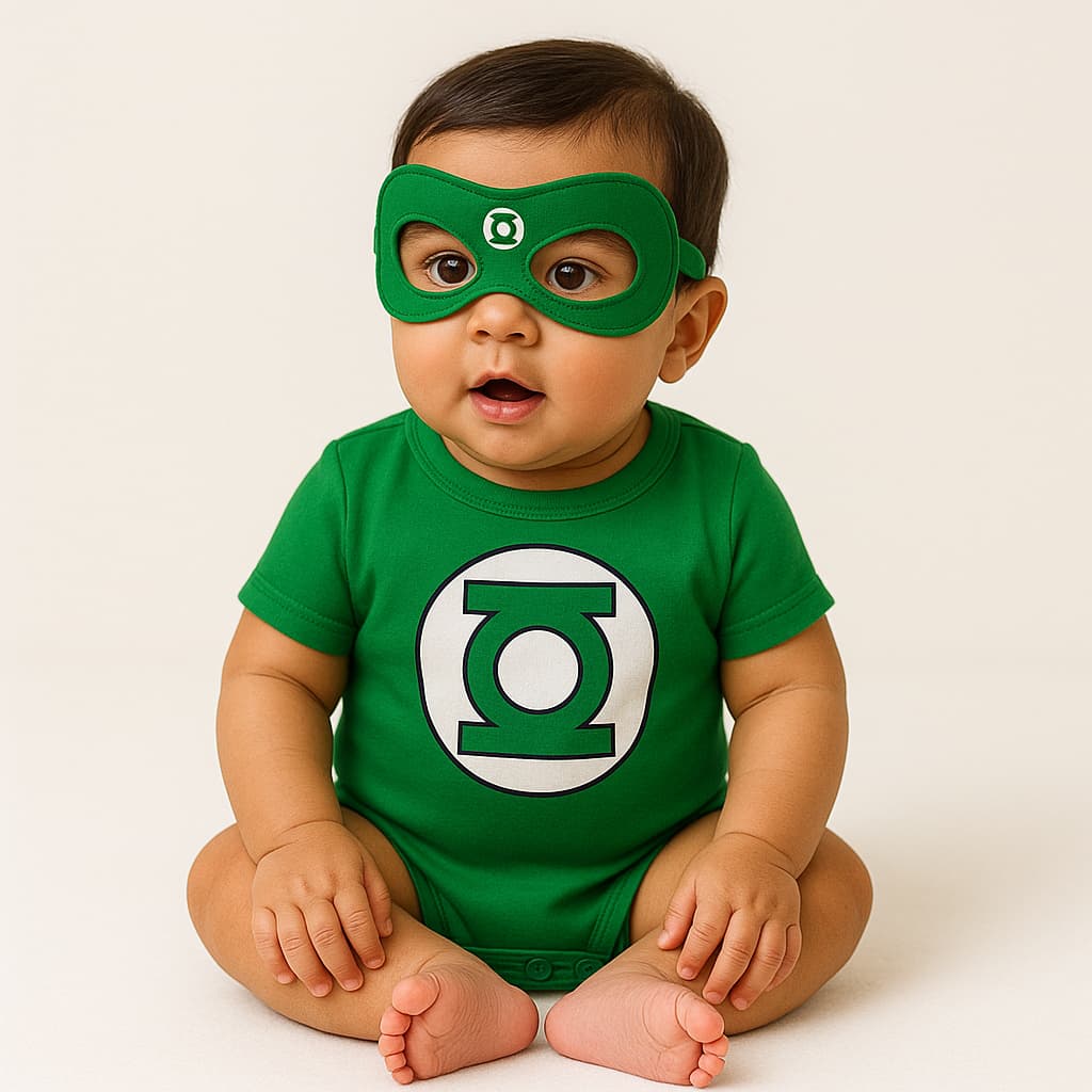 Body Bebê Infantil Menino Mêsversário Temático Lanterna Verde Super Confortável Promoção