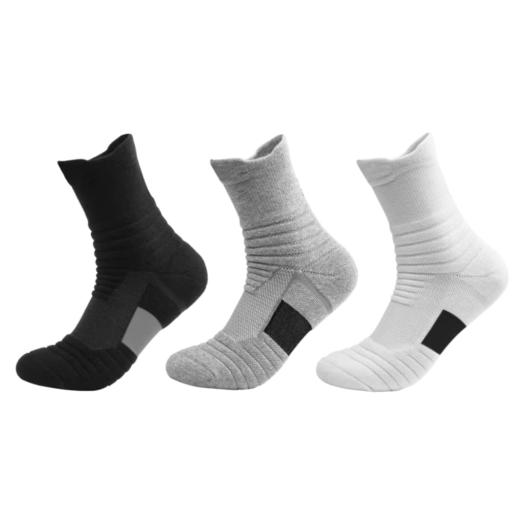 Kit 3 Pares Meia Esportiva Basquete Cano Médio Trekking Vôlei Futebol Corrida Caminhada Ciclismo Trilha Tênis