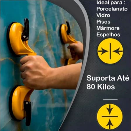 Ventosa Dupla Profissional 80kg Instalação Segura Vidros Espelhos Azulejos Superfícies Lisas