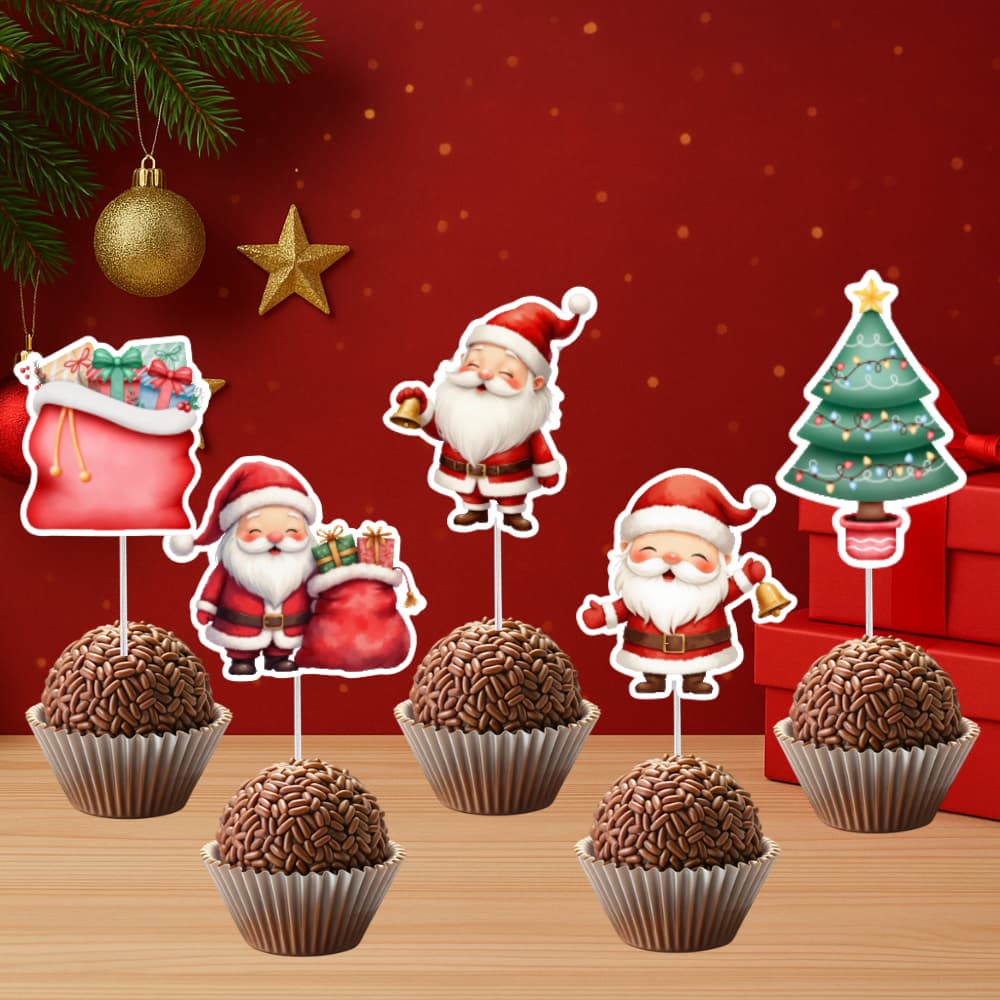 Topper de Docinho Natal - Topper de Docinho Personalizado Natal - Tag topper para Decoração Natal