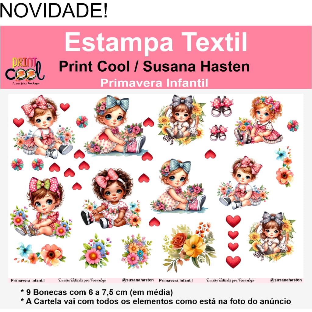 DTF Aplique Textil Cartela (((20cm x 30cm))) Termocolante Infantil Decalque Enxoval De Bebê Safari Dinossauro Bailarina