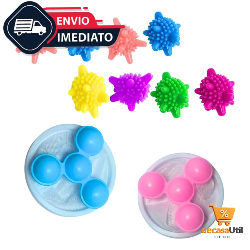 Kit 16 Esferas Bolinha Maquina Roupa + 2 Coletor Tira Pelo Fiapo
