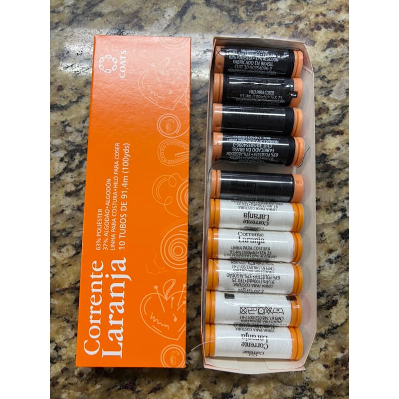 Kit com 10 Linhas Corrente Laranja – 5 Pretas + 5 Brancas