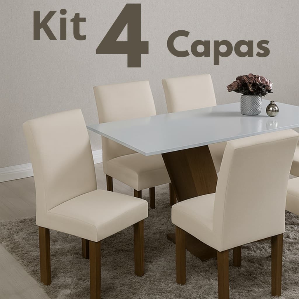 Kit 4 Capas de Cadeira Para Cadeira de Jantar com Elastico