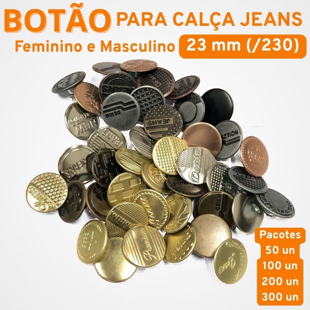 Botões para Jeans 23 mm (/230) - Nacional - Pacote com 50, 100, 200 ou 300 unidades