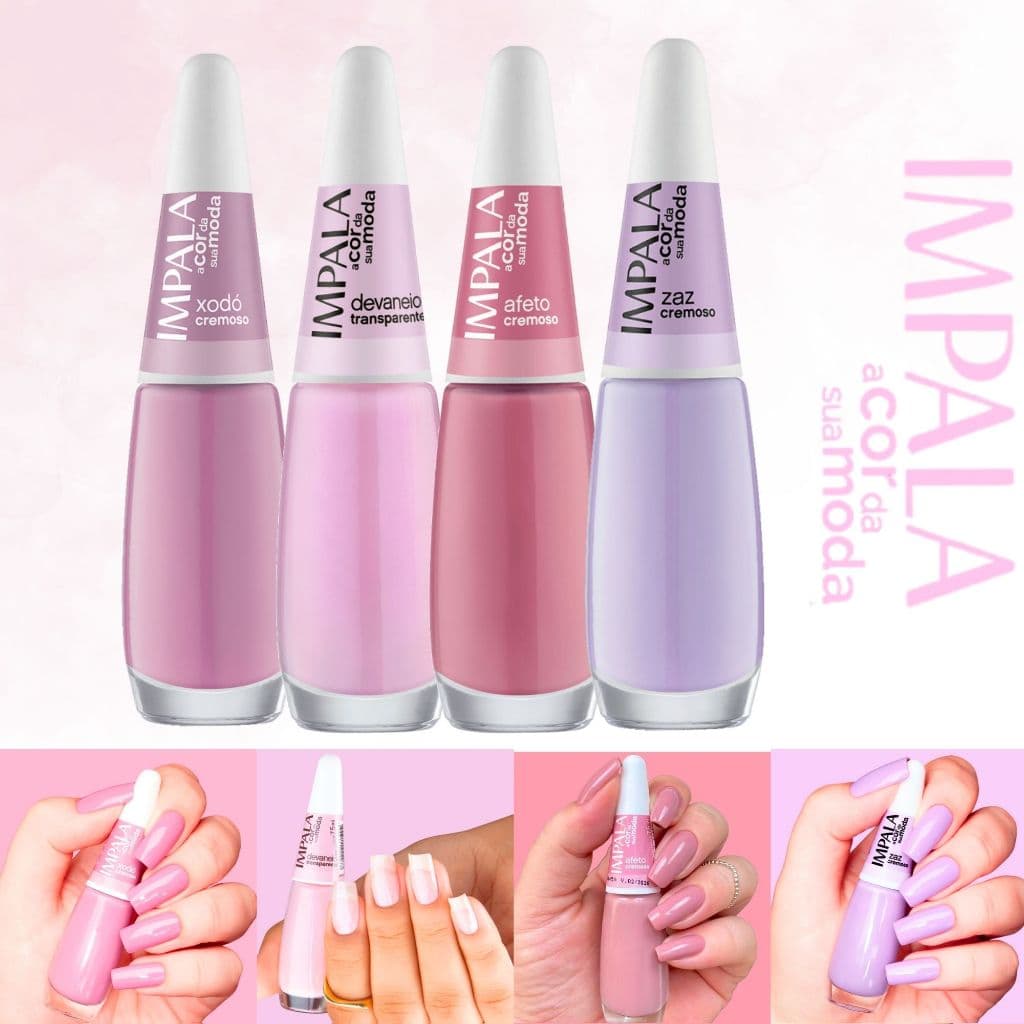 Kit Esmaltes Impala Atacado Tons Rosa Nude Lilás Cremoso