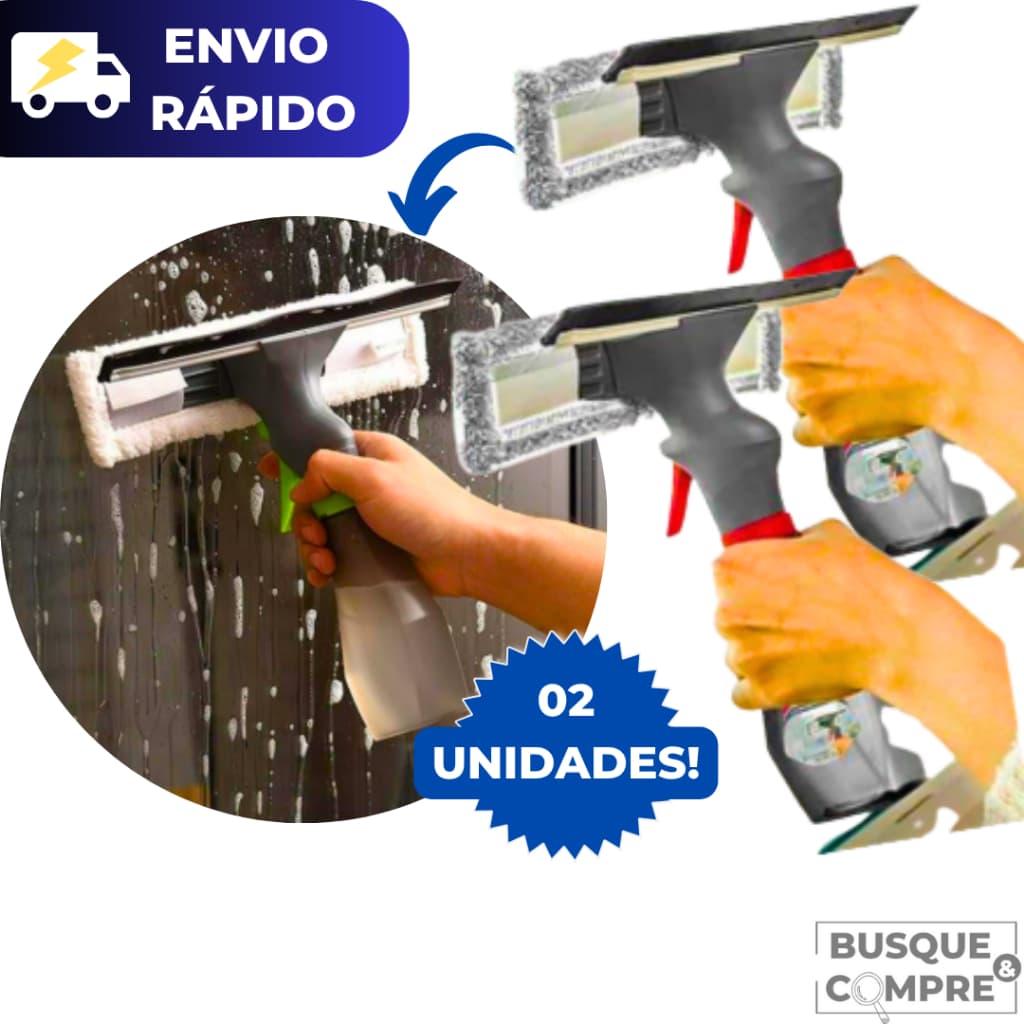 2 Mini Rodo 3 em 1 com Borrifador MicrofibraRodinho Limpeza Vidro Limpa e Seca Mop Multiuso Prático