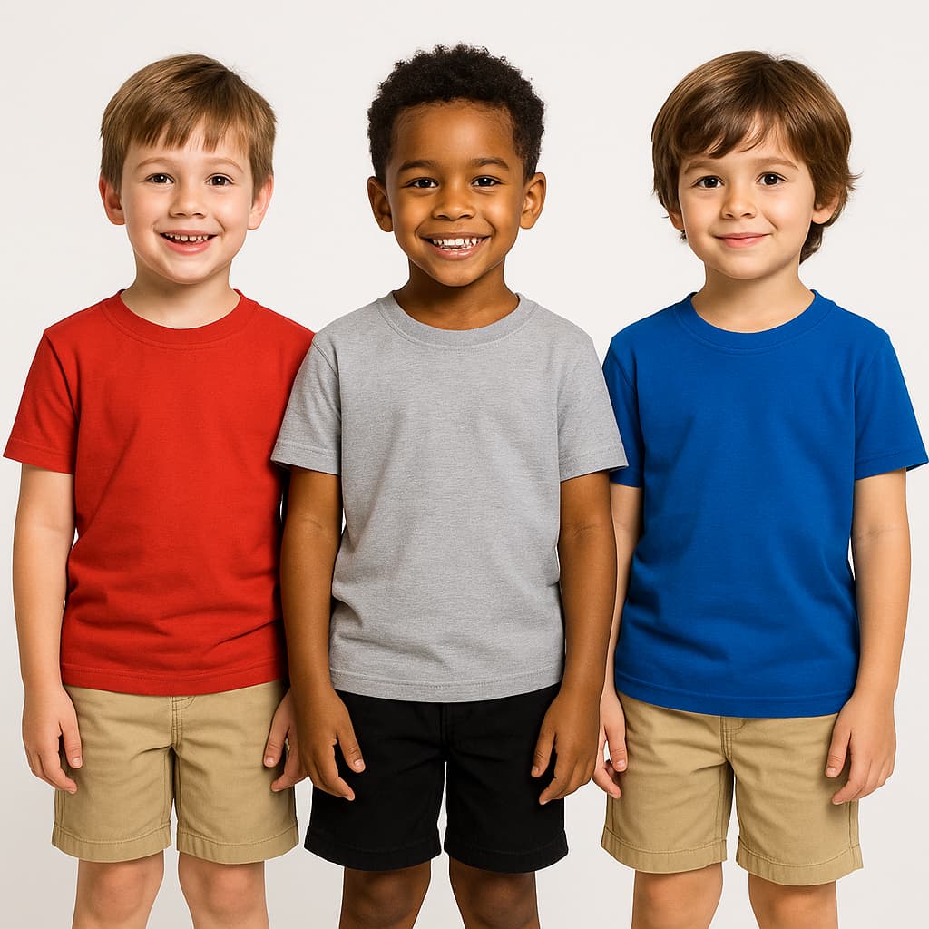 kit 3 Camiseta infantil básica sem estampa para menino em meia malha 100% algodão tamanhos 1 ao 12 anos Sortidas