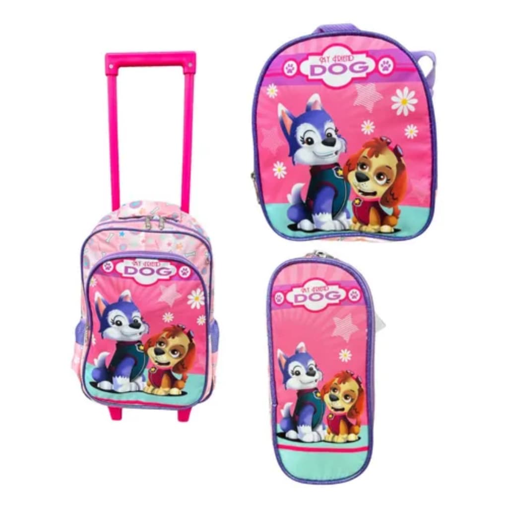 Kit Mochila Escolar Infantil My Friend Dog C/ Rodinhas 3x1