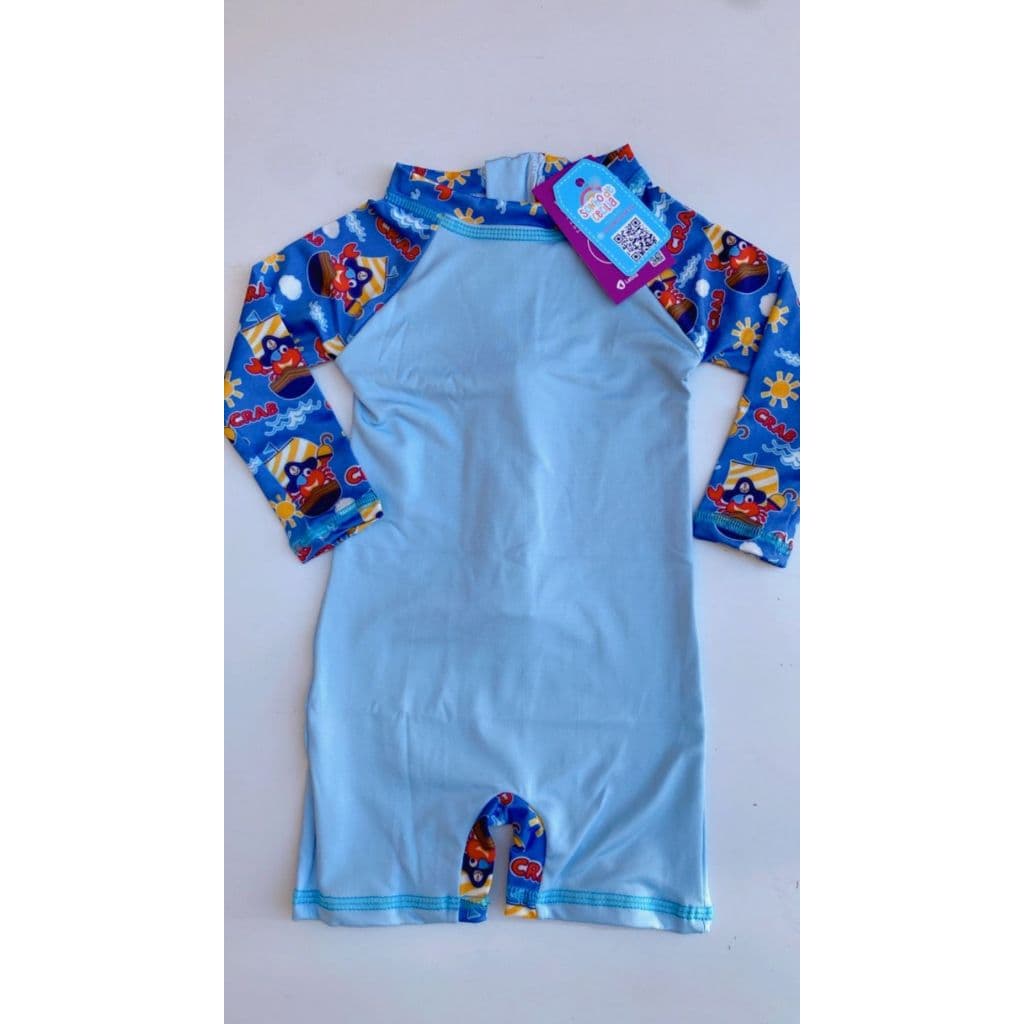 Macacão Masculino Infantil Com Proteção Uv50+ De Verão Carangueijo Confortável e Estiloso! Veste 6/12 Meses
