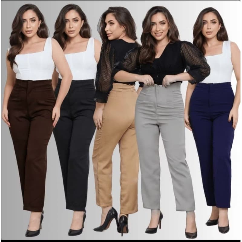 Calça Feminina Social Alfaiataria Cintura Alta Bolsos Funcionais Qualidade Perfeito