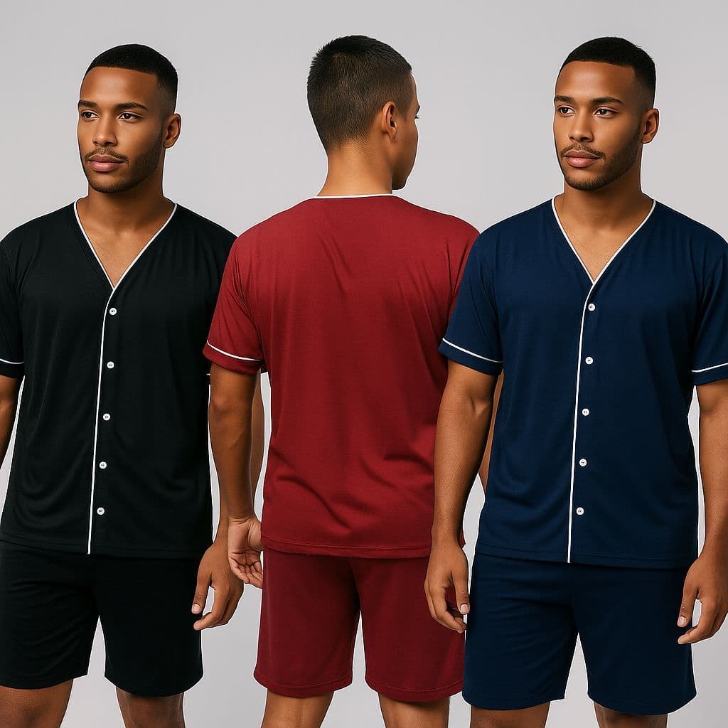 Pijama Masculino Curto Americano Aberto Com Botões Pós Operatório