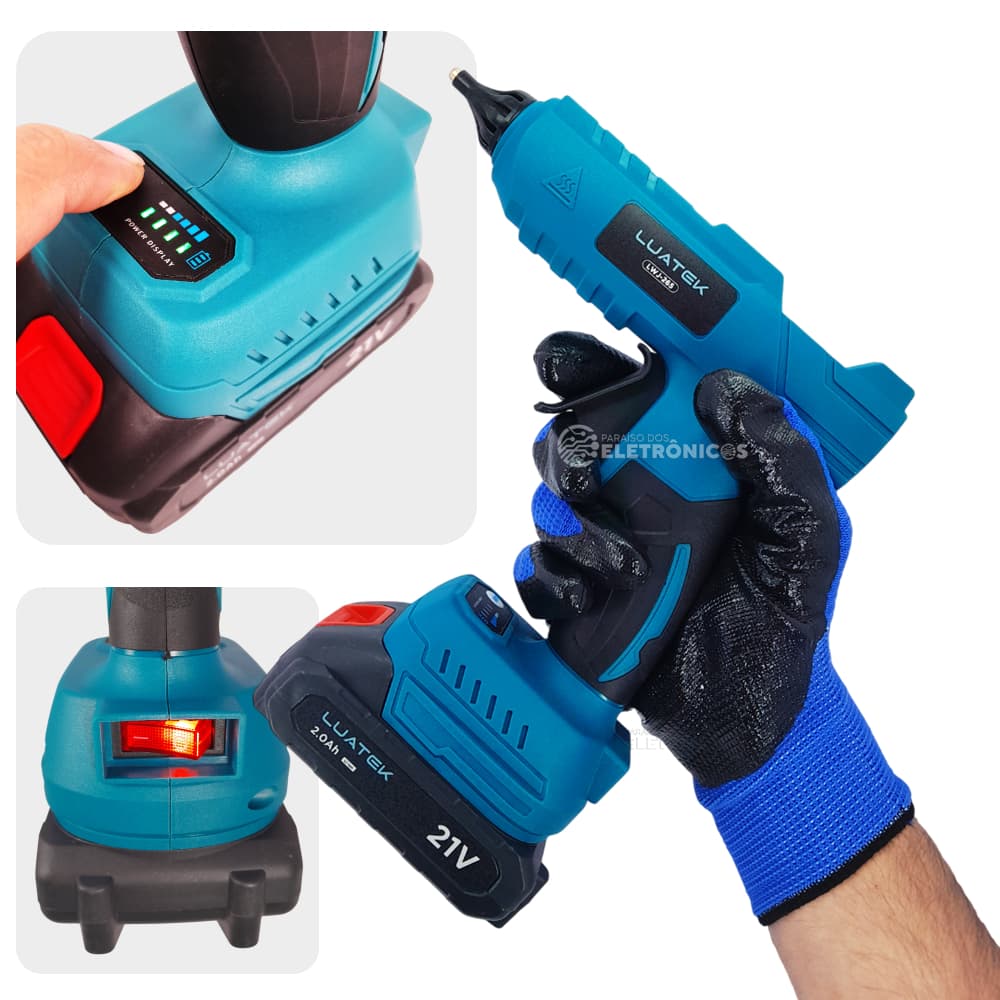 Pistola de Cola Quente Bivolt com Maleta e 6 Bastões de Cola – Modelo LWJ-265
