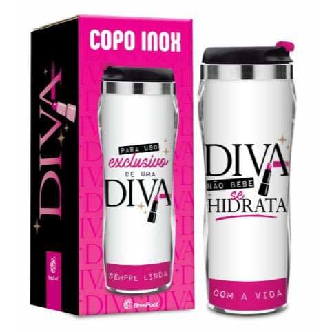 Copo Térmico Inox 350 ml “Uso Exclusivo Diva” Tampa Vedada