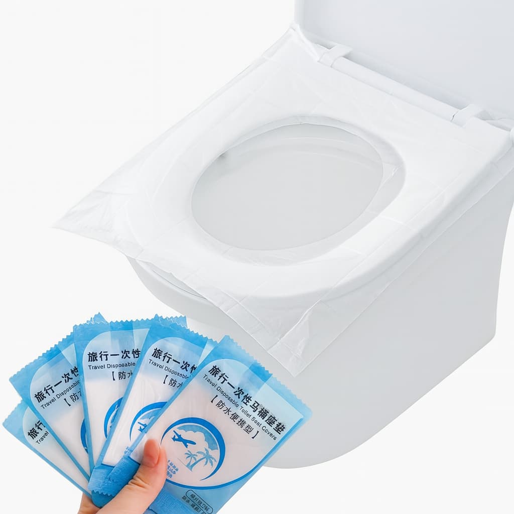Kit 10 Protetores de Assento Sanitário Descartáveis Plástico Impermeável Portátil Higiênico Viagem Banheiro Público