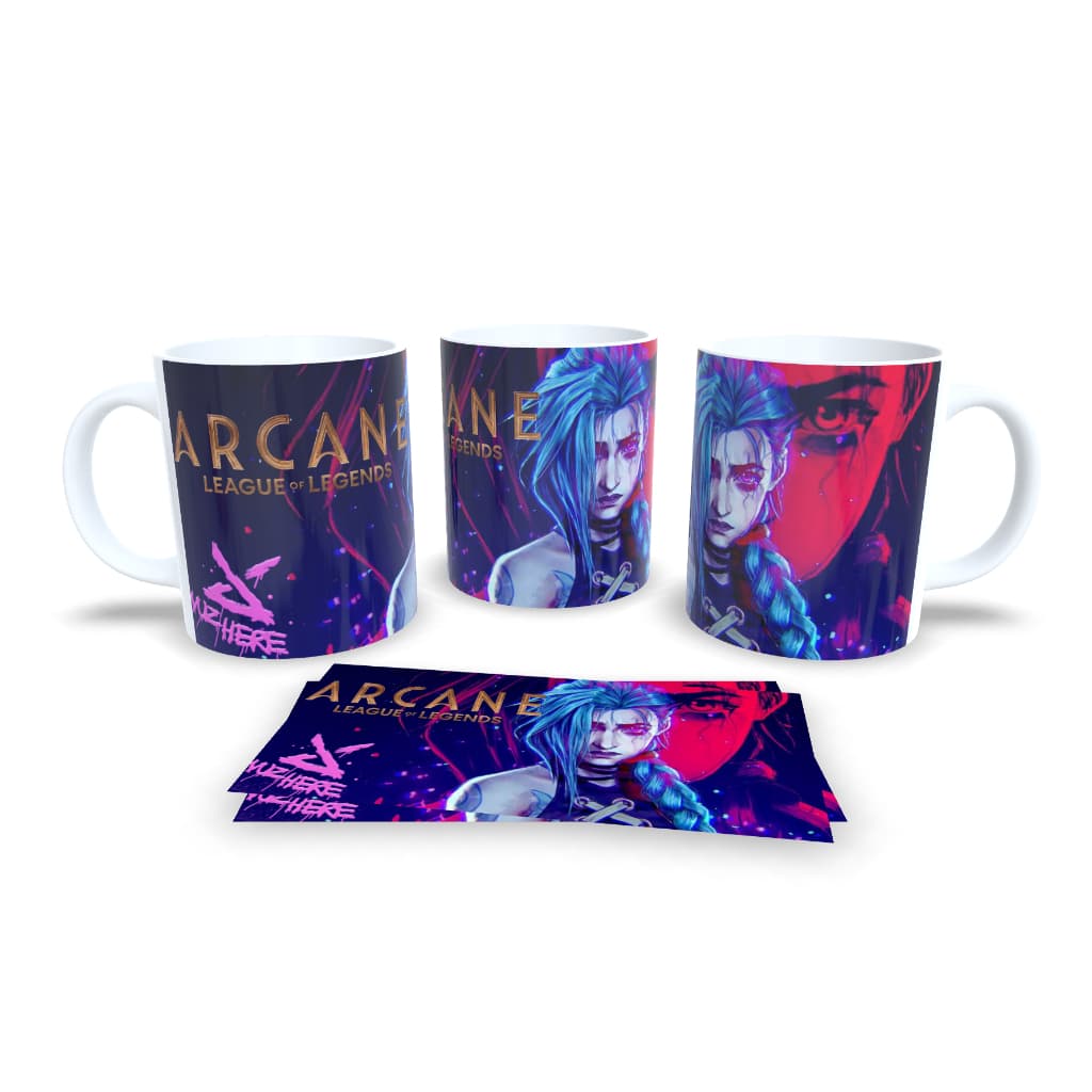 Canecas Arcane - Lol - Jinx - Vi - anime porcelana cêramica personalizada