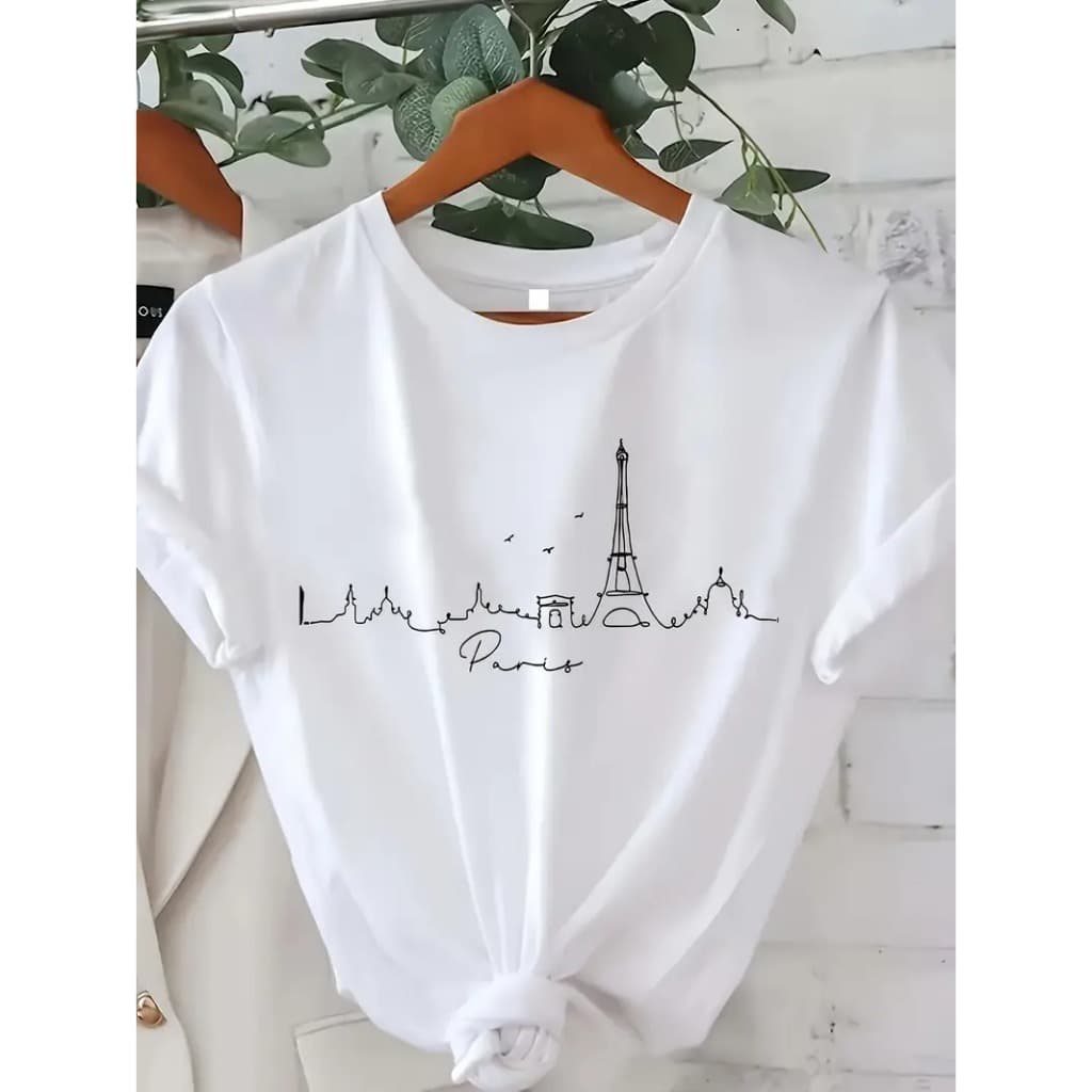 Camiseta Algodão Infantil PlusSize Paris City Caligrafia Blusinha Streetwear Premium
