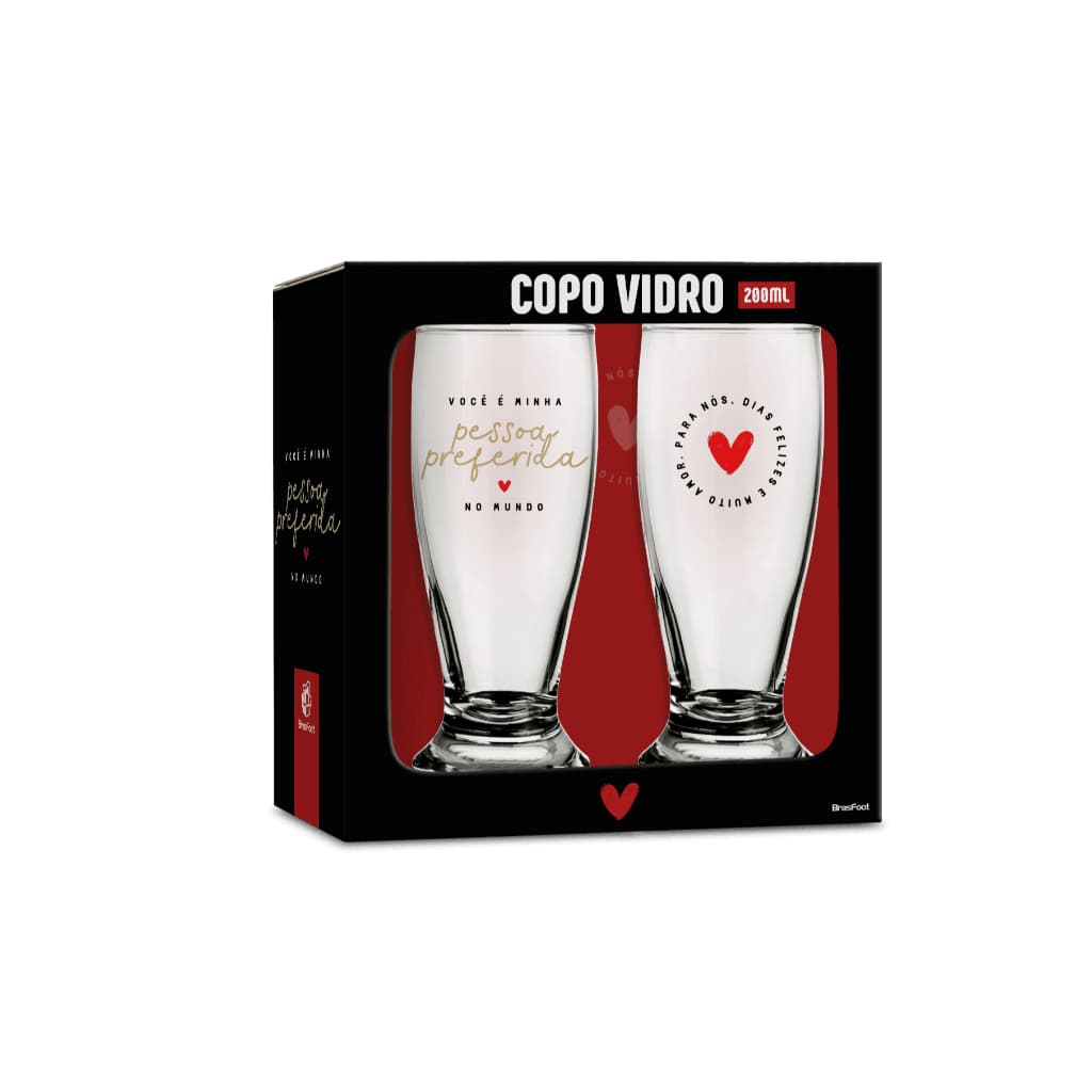 Kit 2 Copos Munich 200 ml “Pessoa Preferida” Vidro