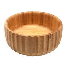 Bowl Tigela Saladeira Canelado de Bambu Natural Pequeno 15cm - Oikos