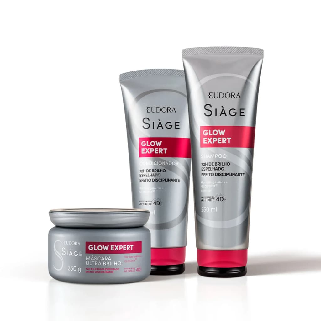 Eudora Siàge Glow Expert: Shampoo 250ml / Condicionador 200ml / Máscara Capilar 250g