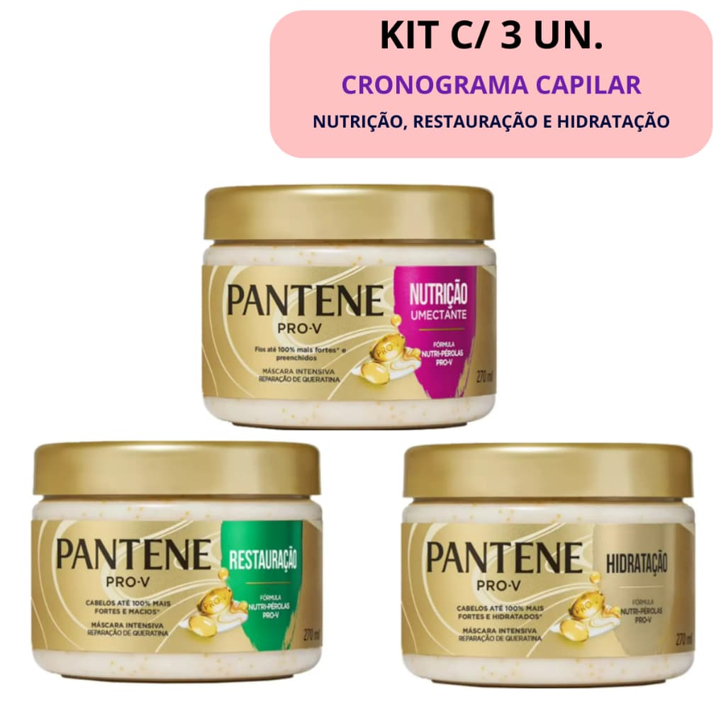 Kit Cronograma Capilar Pantene - Hidratação, Nutrição e Reconstrução