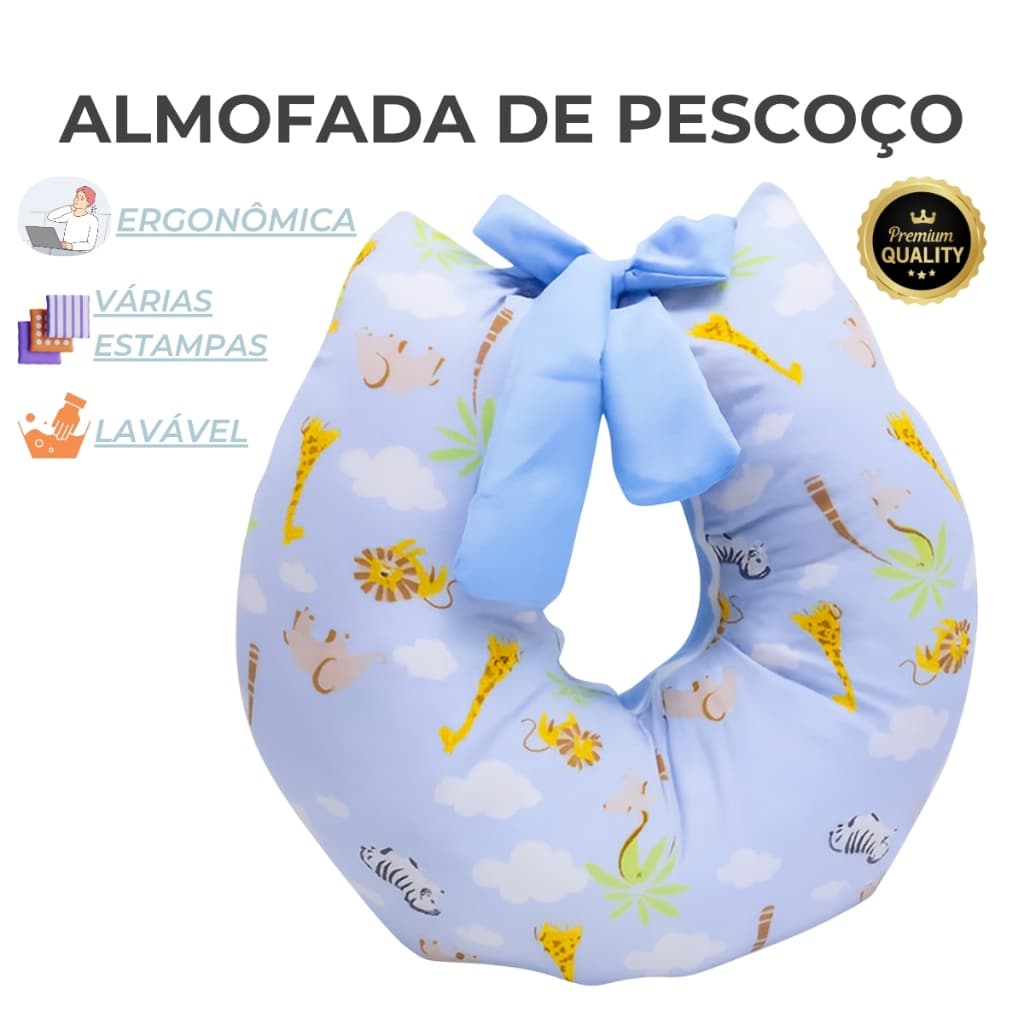 Almofada De Pescoço Ergonômica Com Zíper Conforto Travesseiro  Viagem Infantil Adulto