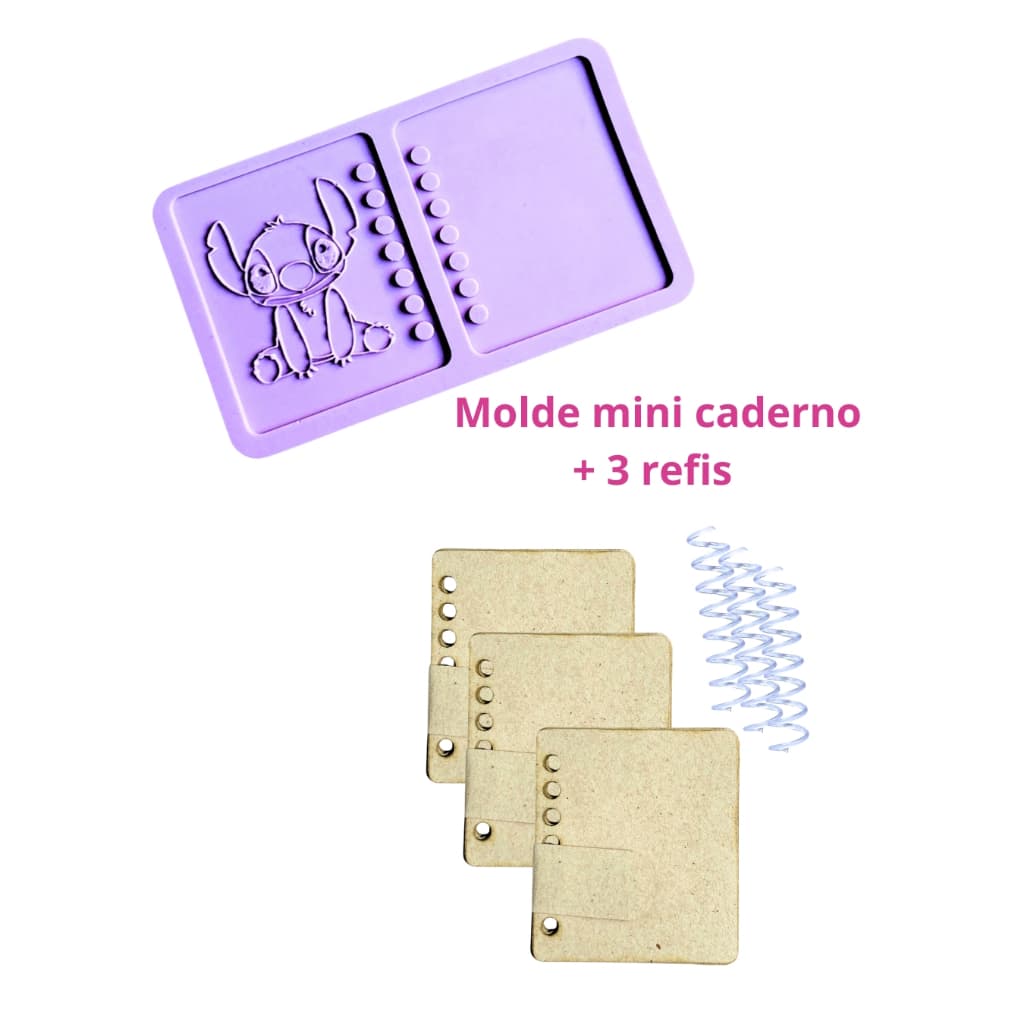 KCD2 Molde de silicone mini caderno Alienígena Havaiano + 3 refis mini caderno resina decorar