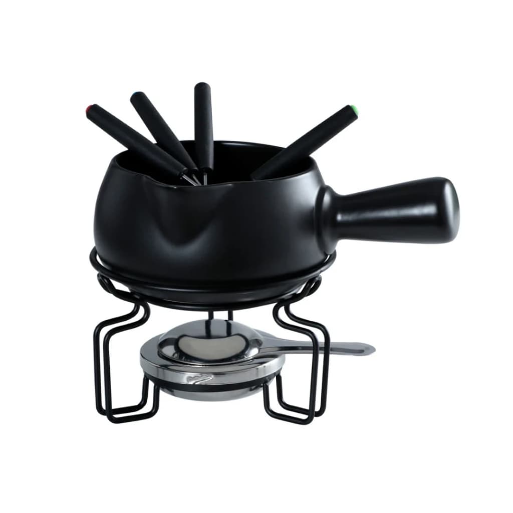 Aparelho Para Fondue 8 Peças Em Cerâmica Fracalanza Preto
