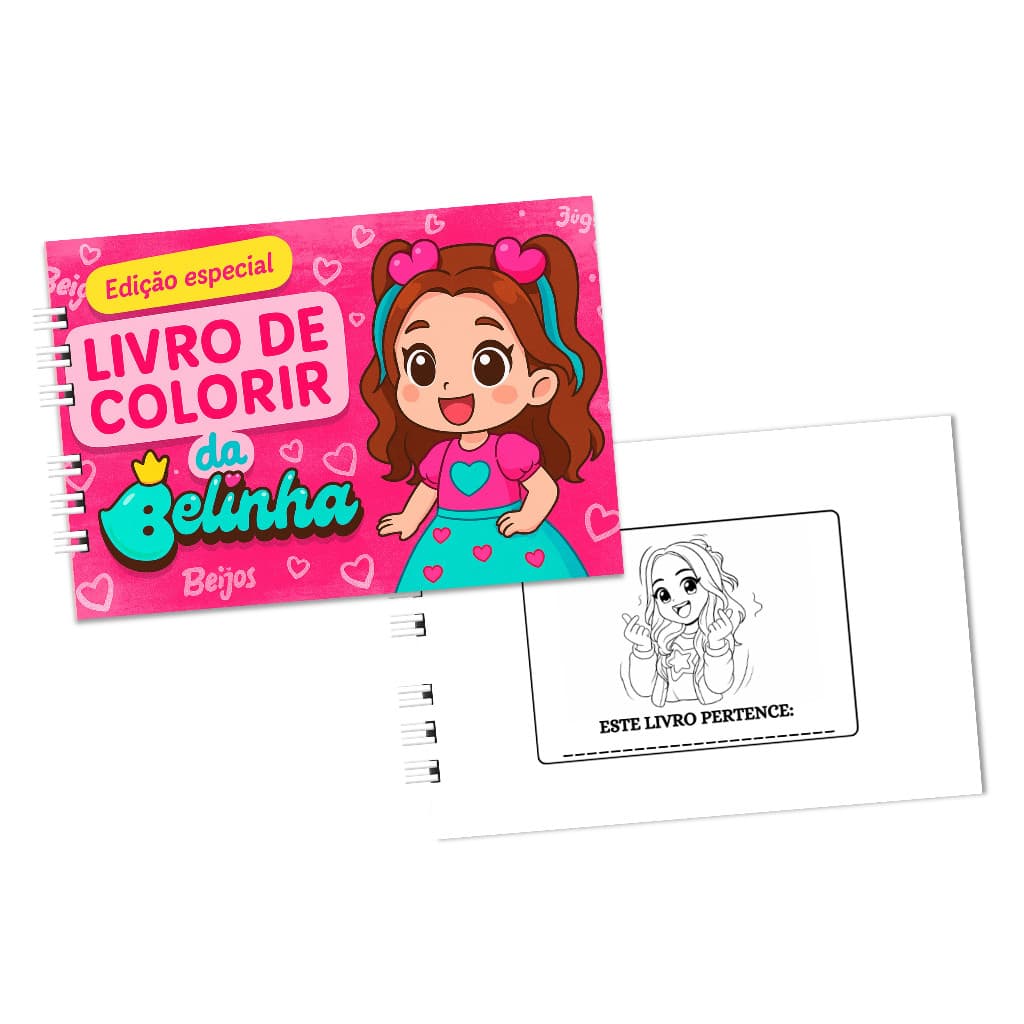 Livro de Colorir 15x21cm Belinha Capa Dura Folha 120g Caderno de Colorir