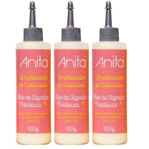 Anita Kit Com 3 Amolecedor De Cutícula Óleo De ALGODÃO & MELALEUCA 100g