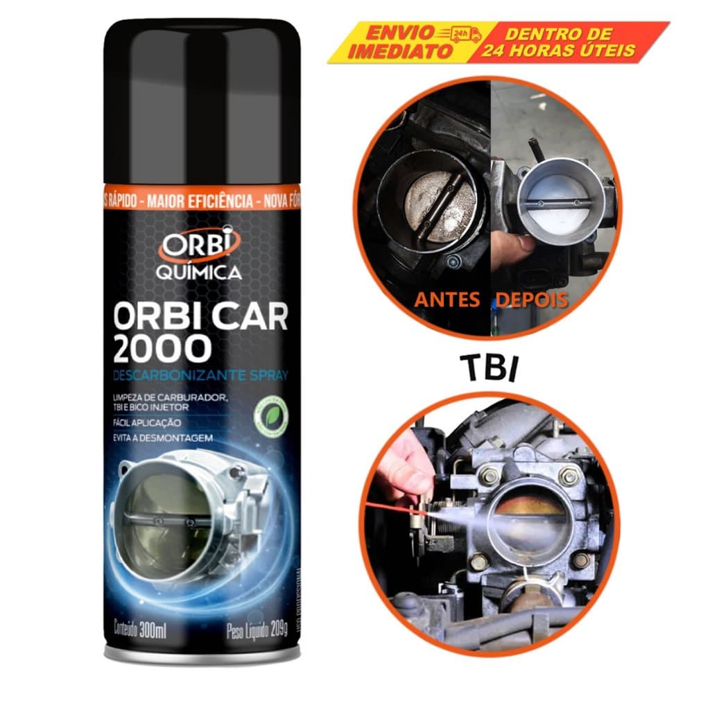 Descarbonizante Spray Limpa TBI Carburador Bico Borra da Tampa Motor Original ORBI CAR2000 Com NFe