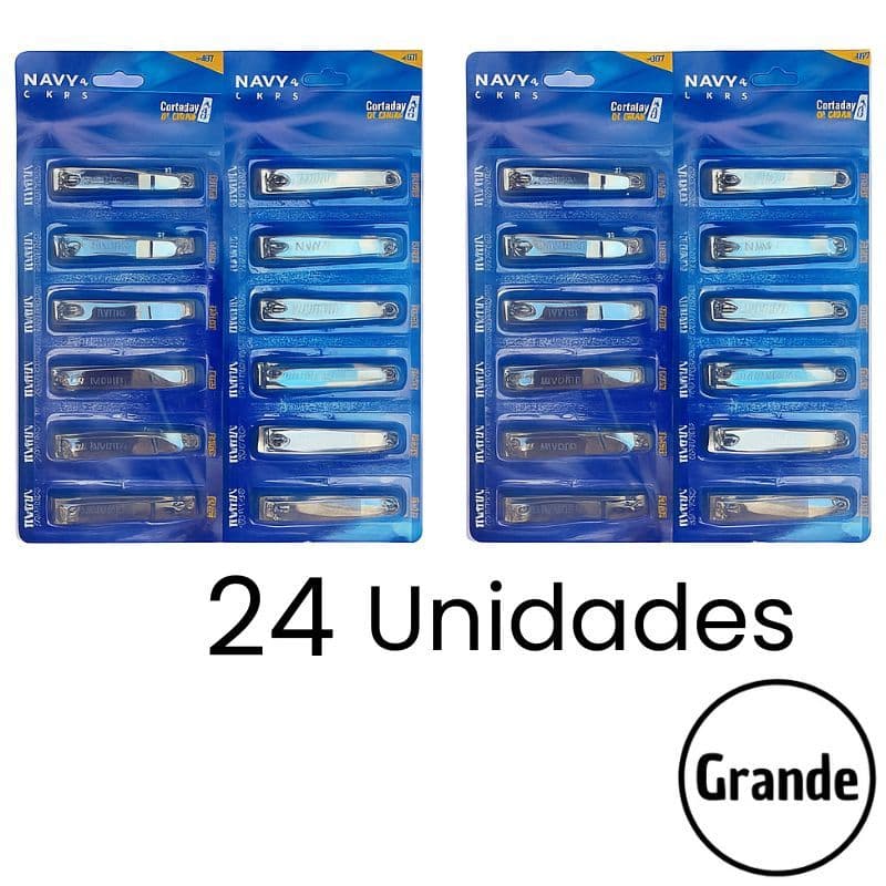 Kit 24 Cortador De Unha Grande 7,5cm Aço Inox Com Lixa Interna Manicure Pedicure