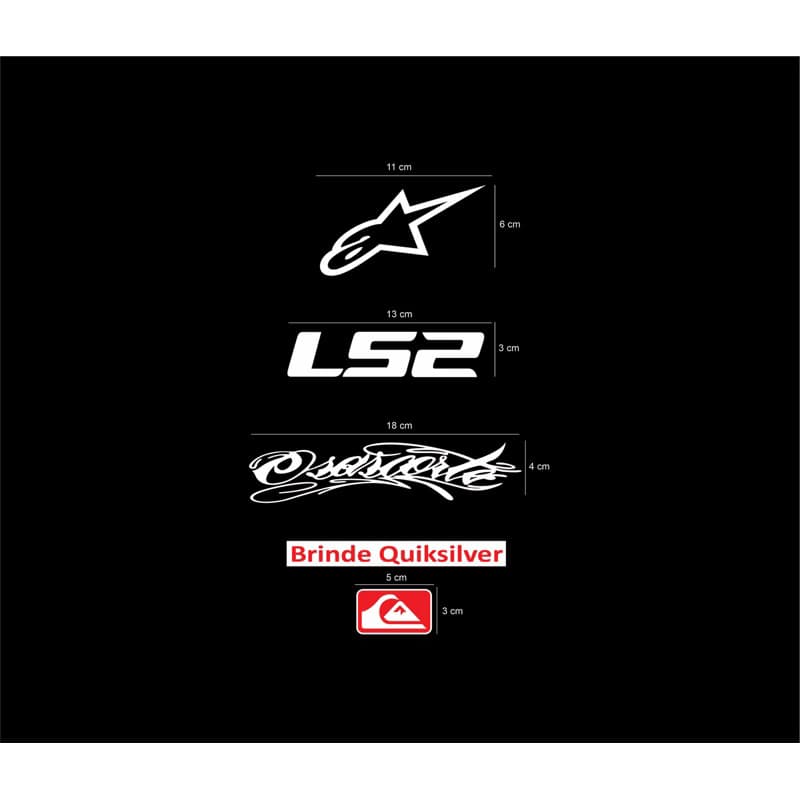 kit 03 Alpinestar Ls2 Osascorte em vinil carro moto Decorativo