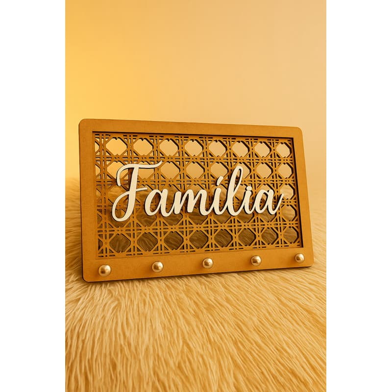 Porta-Chaves Decorativo de Parede Família em MDF – 5 Ganchos | Decoração Moderna e Funcional