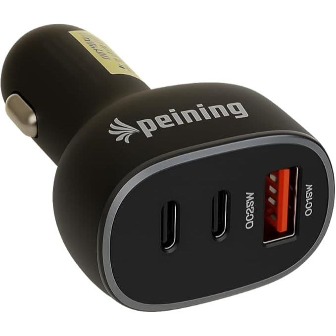 Carregador Veicular SuperPower Ultrarrápido Triplo 68W, 2 portas - 1 USB (18W Quick Charge) e 2 USB-C 25W