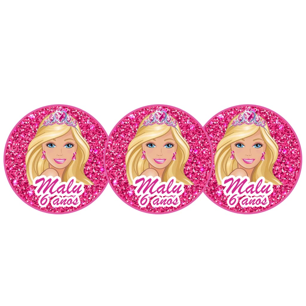 Adesivos Personalizados Barbie 5x5 - Fazemos qualquer tema Adesivos Para Festas