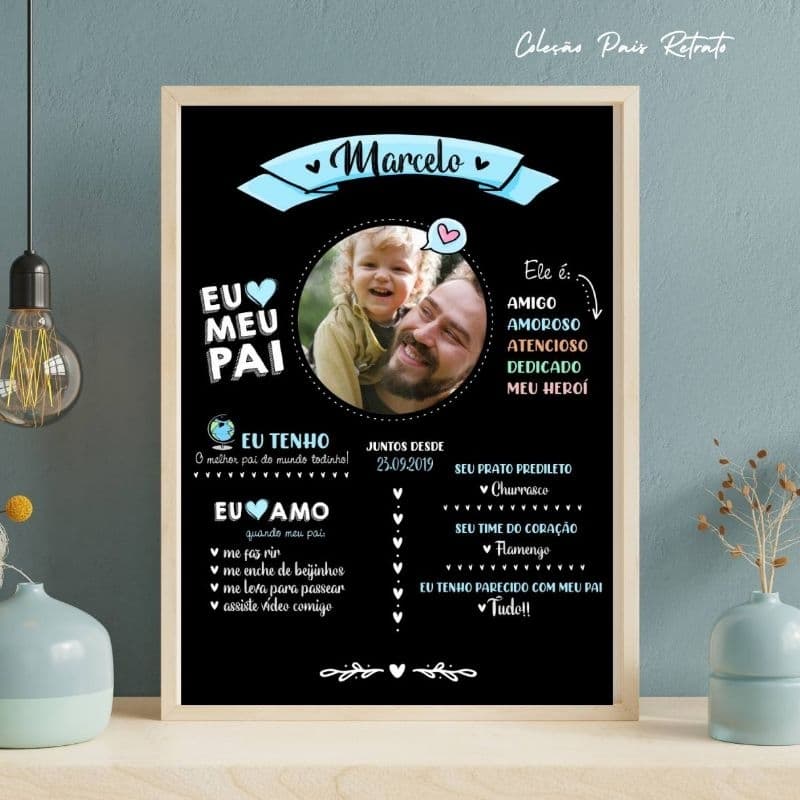 Quadro Personalizado com Foto e Texto para Dia dos Pais – Presente Criativo Pai e Filho – Coleção Pai Retrato