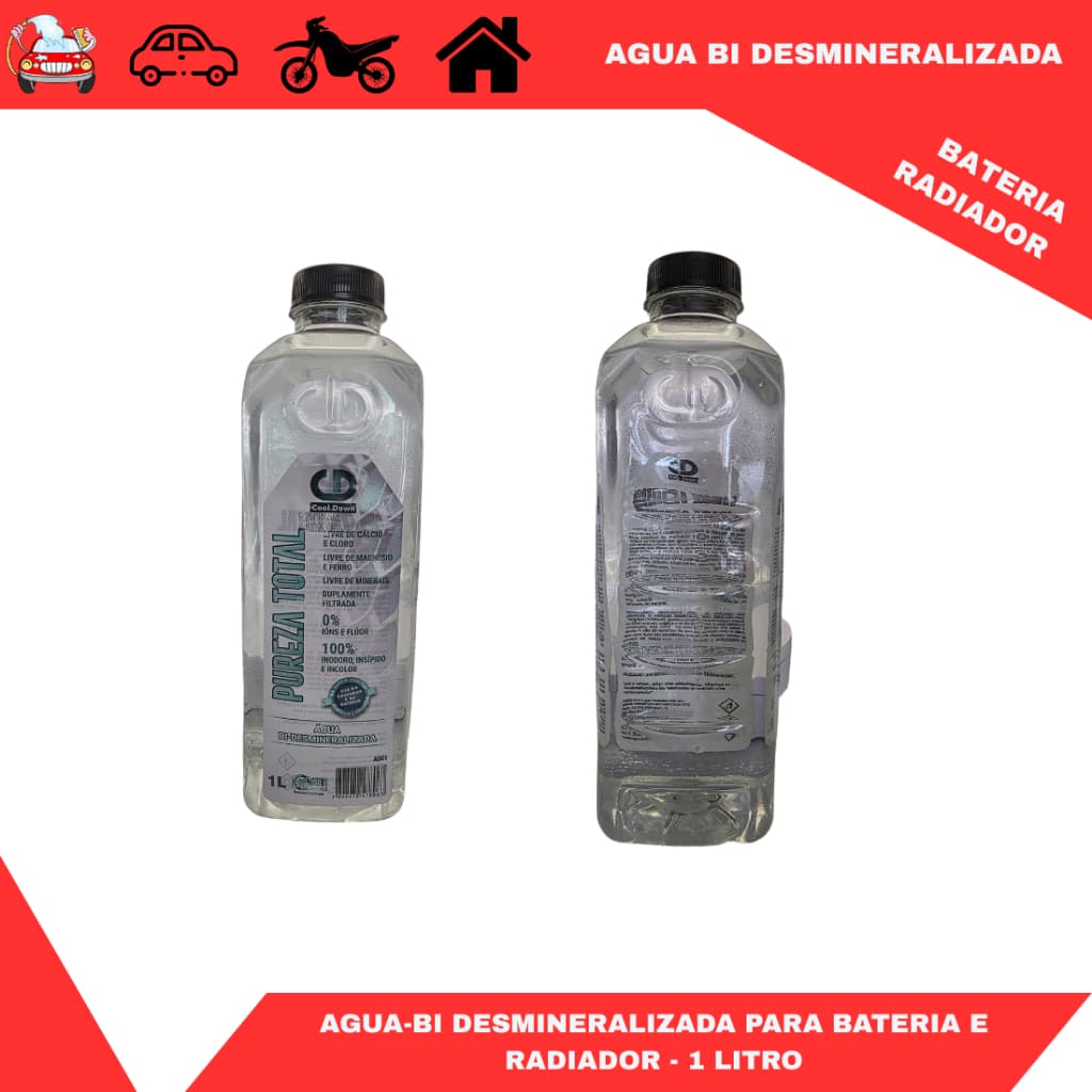 Água Bi Desmineralizada 1L – Ideal para Baterias e Radiadores | Alta Pureza e Proteção
