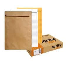 KIT 100 e 250 Unidades de Envelope Tipo Saco Para Documento A4 Kraft Pardo Branco e Ouro 22,9x32,4cm