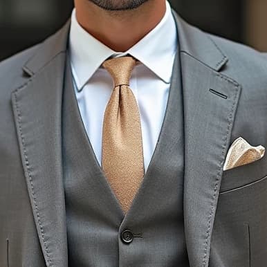 Gravata  masculina Champanhe Trigo (Tecido Oxford) - Kit de 10 a 14 unidades (A pronta entrega)