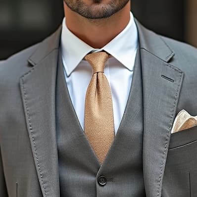 Gravata  masculina Champanhe Trigo Fosca (Tecido Oxford) - Kit de 5 a 9 unidades (A pronta entrega)