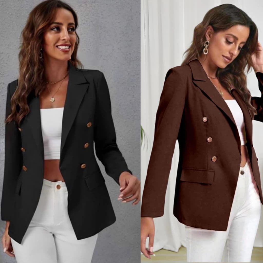 Blazer Feminina Casaquinho Maxi Longo Sobretudo Alfaiataria Social  Com Botão estilosa
